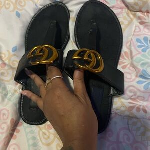 Black and Gold designer inspired Women's Sandals